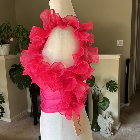 Nwt- pink satin backless top - Picture 7 of 11